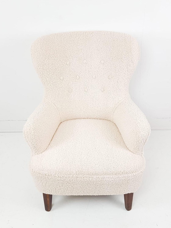 Fauteuil Artifort vintage en tissu Teddy, récemment retapissé, modèle homme – Wood, Textile (photo 2 of 8)
