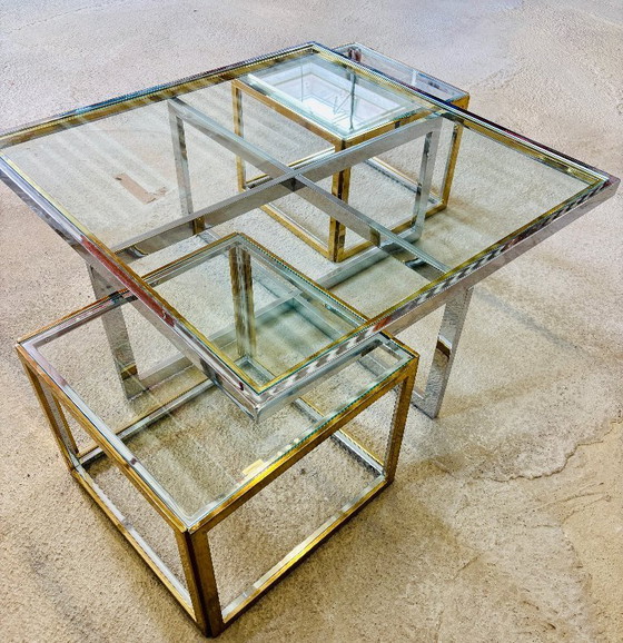 Image 1 of Belgochrom coffee table with 2 side tables