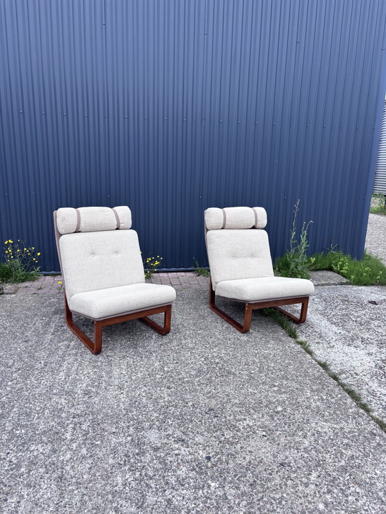 Image 1 of 2 stuks design vintage teak magnes olesen poltrona fauteuil
