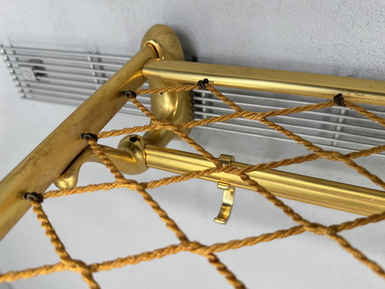 Image 1 of Vintage metalen wandkapstok met touw