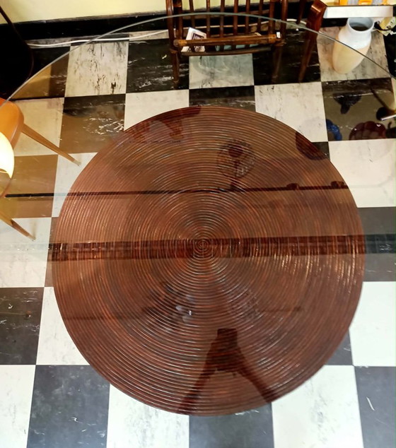 Vintage 1970s Rattan Marquetry Table – Dining tables (photo 9 of 12)