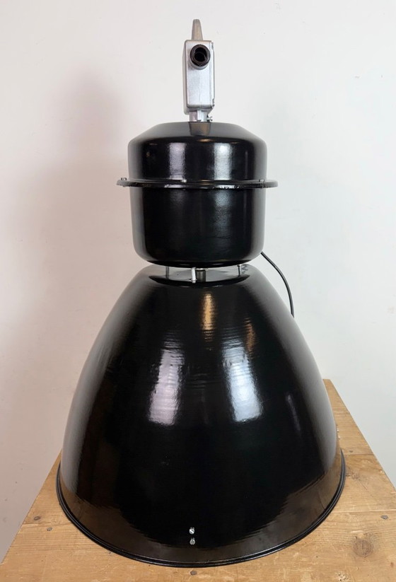 Image 1 of Large Black Industrial Factory Pendant Lamp from Elektrosvit, 1960s