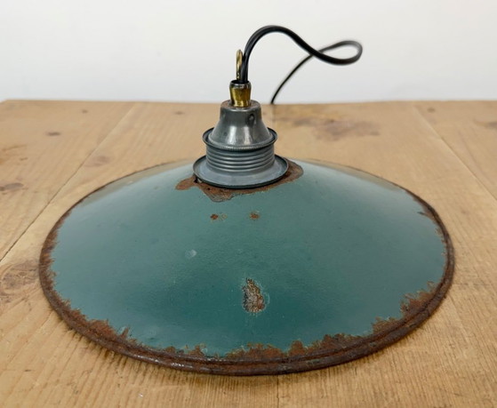 Lampada industriale smaltata verde, anni '50 – Lampade a sospensione, Ferro (photo 15 of 16)