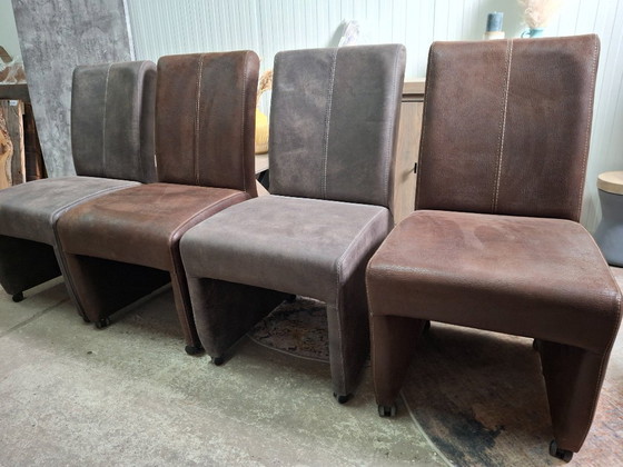 Image 1 of 4 sedie da pranzo in pelle mobili, 2 colori