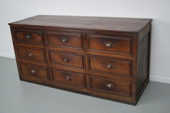 Image 1 of Armoire d'apothicaire/classeur ancienne en chêne et bois fruitier français, début du XXe siècle