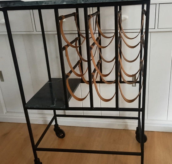 Image 1 of Servierwagen „Dutchbone Mil“ – Grüner Marmor – Design-Servierwagen