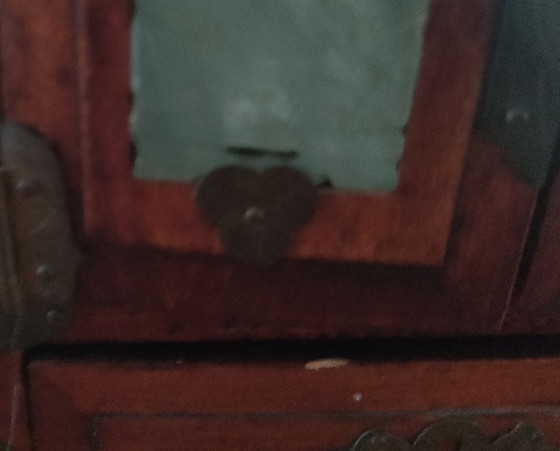 Joyero chino antiguo – Madera de palisandro y paneles de jade tallados a mano – Objetos decorativos, Brass (photo 11 of 12)
