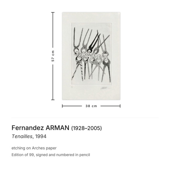 Image 1 of Fernández ARMAN Tenailles Grabado firmado 1994