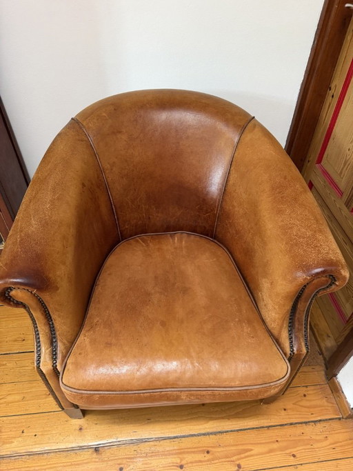 Vintage leather club chair 2x