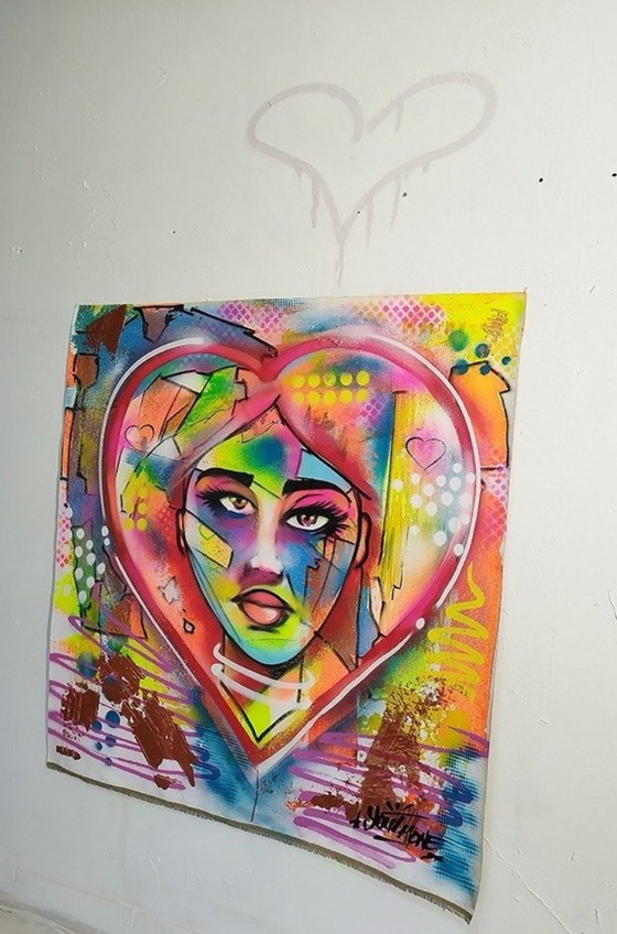Image 1 of JUVENTUD - Rostro de corazón - Lienzo de artista