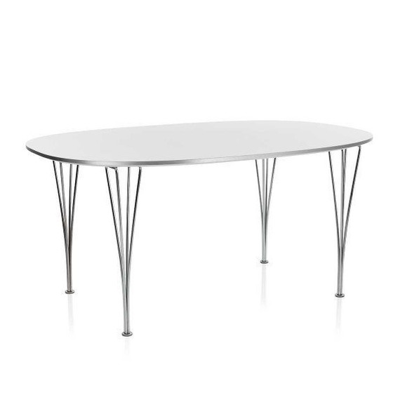 Image 1 of Fritz Hansen Superellips table white laminate with tension legs
