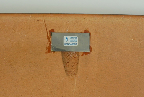 Image 1 of Majolika Karlsruhe - Gran panel de pared de cerámica con paisaje de cipreses, años 70, modelo n.º 7854, Dietmar Liedke