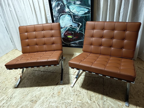 Image 1 of Sillones KNOLL Studio Barcelona (NUEVA Serie 2026) en piel natural (color coñac)