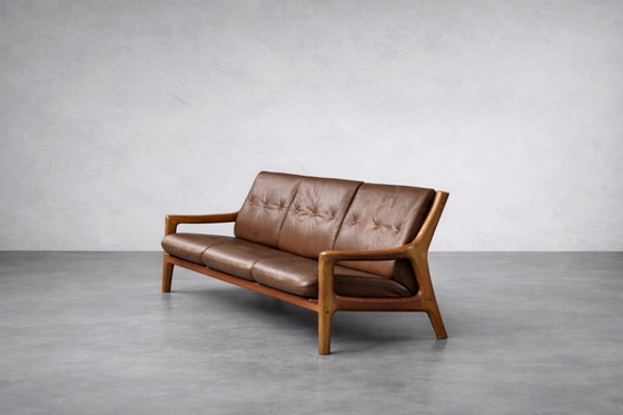 Image 1 of Vintage Mid-Century Danish Modern 3-Seater Brown Leather Sofa by Georg Thams from A/S Vejen Polstermøbelfabrik, 1960s