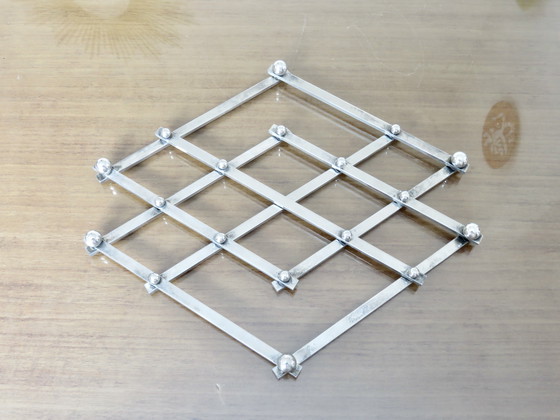 Image 1 of Jacques Adnet extendable silver-plated trivet, 40s 50s