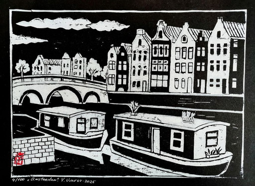 Amsterdam Diptych – A3 Linocut Prints