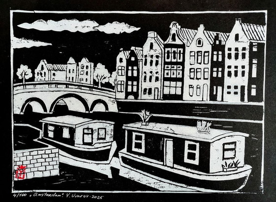 Image 1 of Amsterdam Diptych – A3 Linocut Prints