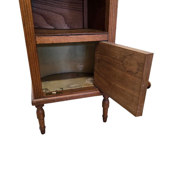 Image 1 of Antiek Frans eiken nachtkastje met marmeren blad, begin 1900