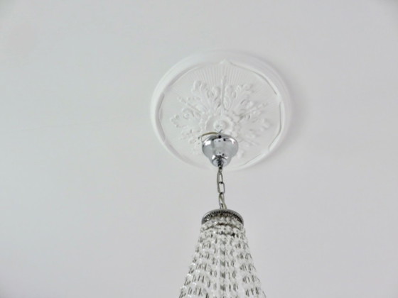 Image 1 of Lámpara de araña de globo aerostático con gotas de cristal