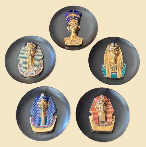 𓂀 “Egypt: Splendors of an Ancient World” | 3D collector plates in 22-karat gold | Osiris Porcelain | Mint condition
