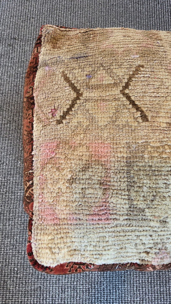 Image 1 of Vintage pastelkleur poef, boho chic zitkussen