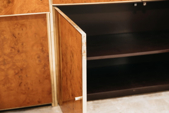 Image 1 of Sideboard In Radica E Metallo Dorato Modernariato Anni ‘70