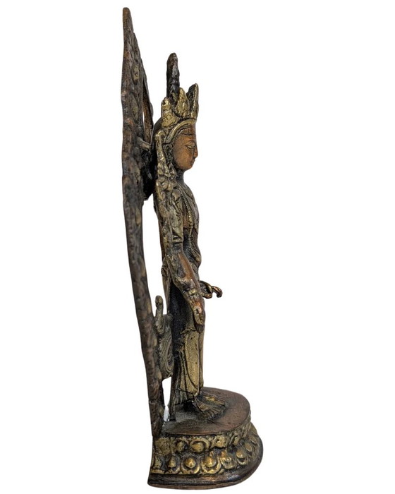 Tara de pie – estatua de bronce dorado al fuego, Tíbet o Nepal, ca. siglos XVIII-XIX – Esculturas, Bronze (photo 3 of 9)