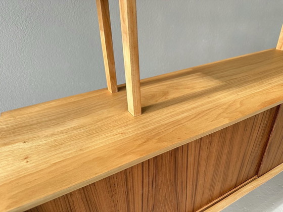 Image 1 of Mid Century wandmeubel / Japandi stijl/ massief essenhout / teak fineer