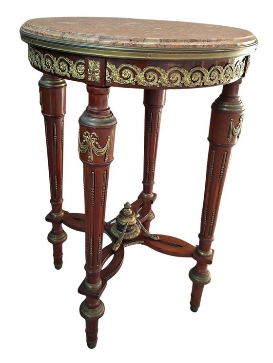 Image 1 of Neoclassical Guéridon in Mahogany and Red Marble, Late 19th Century