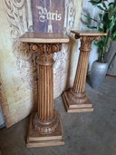 Antique wooden column, pillar, piedestal plant table