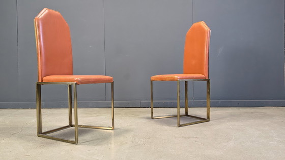 Image 1 of Vintage brass dining chairs by Belgo chrom, 1970s 