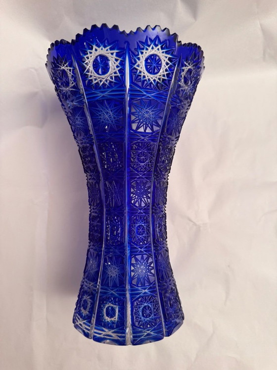 Kobalt Blue Crystal Cut Vase (photo 5 of 5)