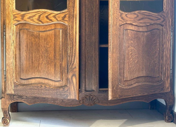 Image 1 of Bibliothèque vitrée en chêne massif Made in France Riskoff 