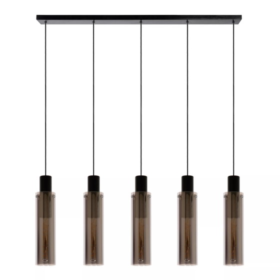 Lampada a sospensione Lucide Orlando - 5x E27 - Vetro fumé - Rettangolare – Lampade a sospensione, Modern (photo 4 of 4)