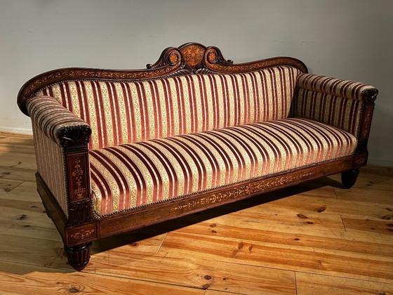 Image 1 of Wunderschönes Empire-Sofa mit Intarsien aus dem 19. Jahrhundert
