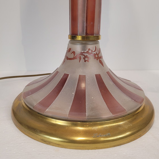 Image 1 of Lámpara De Mesa, Firmado Suberville, Art Nouveau, Vidrio Doblado Y Grabado Al Ácido, S. Xx – Francia
