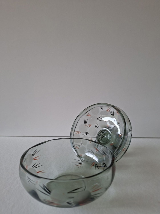 Bonbon/ poederdoosje vintage, Decoratieve objecten, Glas, Zwart (foto 5 van 5)