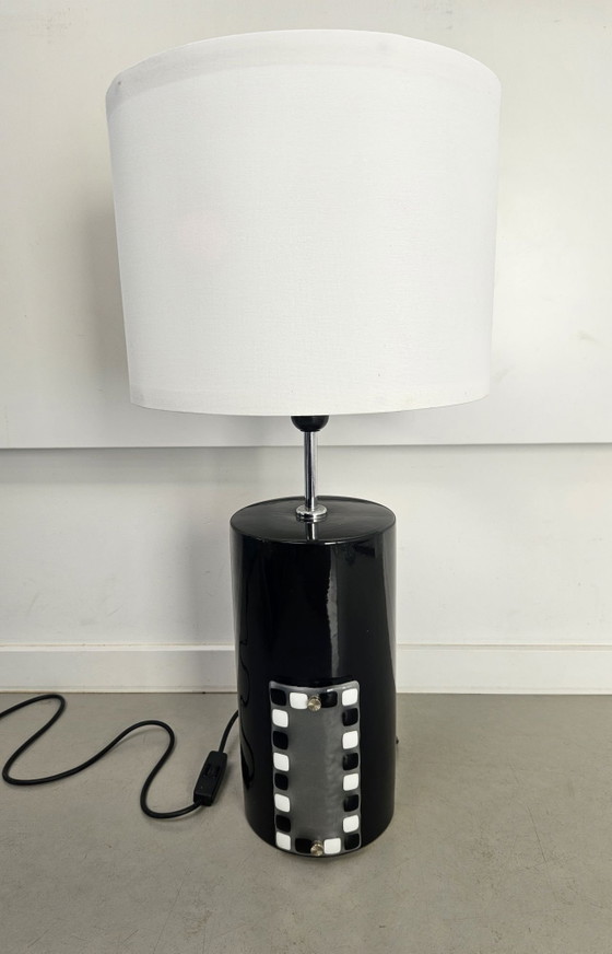 Vintage Brutalist Table Lamp Cerámicas Bondia 1970s, Ceramic, Black (photo 6 of 14)