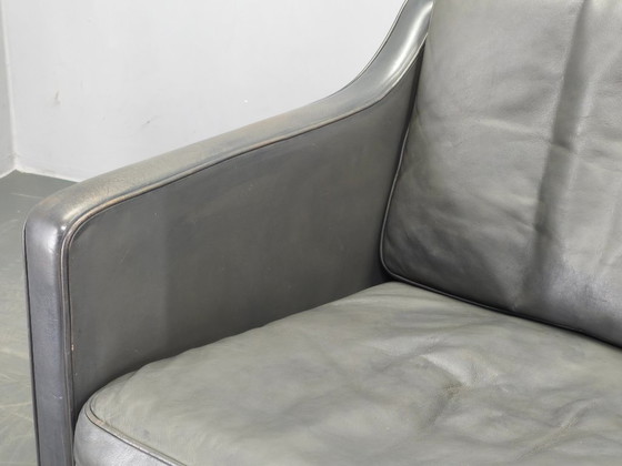 Image 1 of Paar leren loungestoelen van Børge Mogensen voor Fredericia, jaren 70