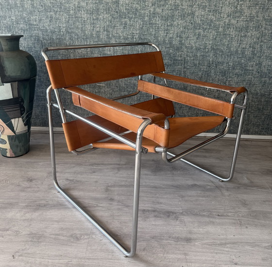 Image 1 of Vintage Wassily stoel – Cognacbruin leer – Fasem