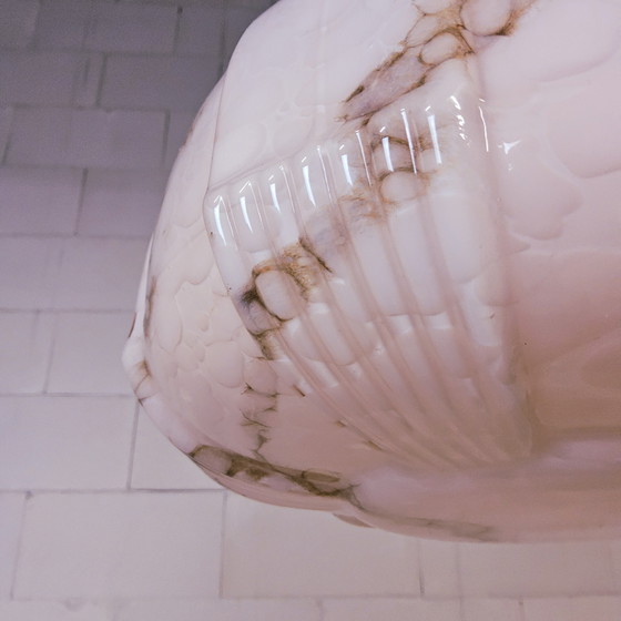 Image 1 of Antique Art Deco Pendant Lamp with Light Pink Marbled Glass (Ceiling Lamp)