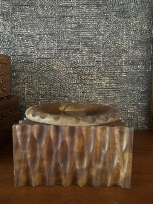 Scatola di legno brutalista vintage anni '70