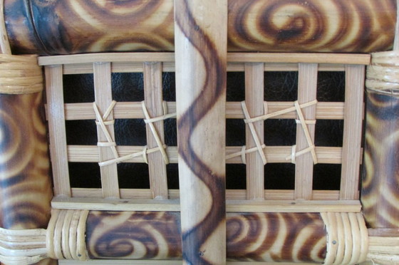Image 1 of Pair of mirrors, bamboo and woven wicker