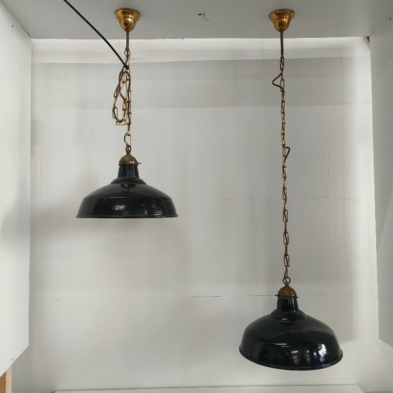 Image 1 of Lampada da caffè/soffitto industriale vintage in metallo/emaillen (4 in magazzino)