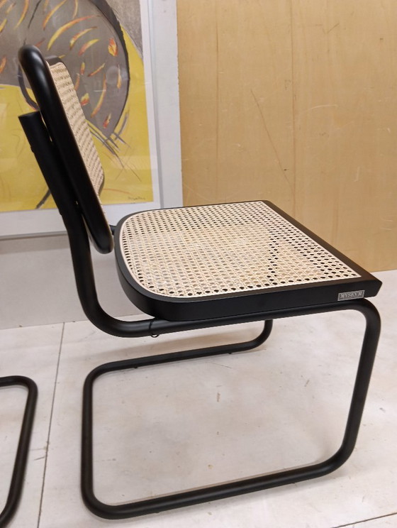 Image 1 of ALIVARMVSEVM 104. SET of 2 CESCA B32 Chairs (NEW) in Black Frame Limited Edition 