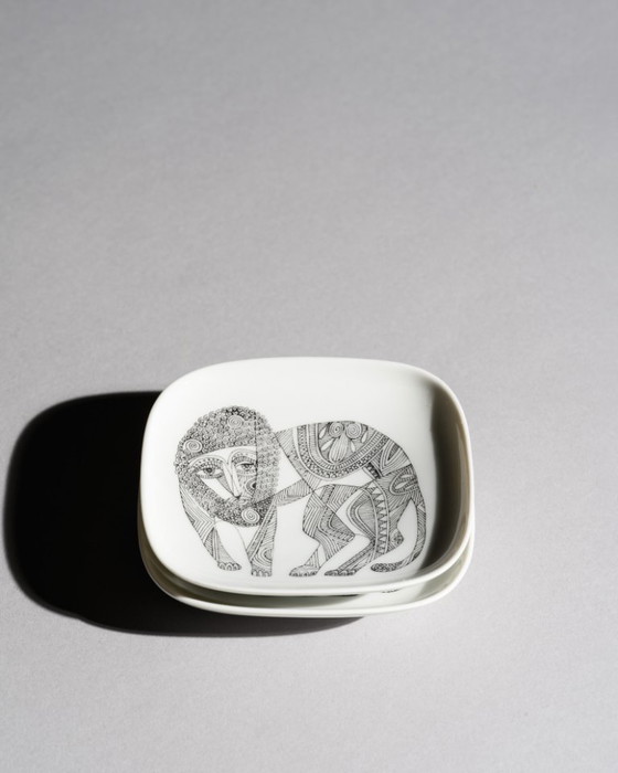 Image 1 of Rosenthal Studio-Line “Lion” Dish Set Pair of Porcelain Plates by Cuno Fischer