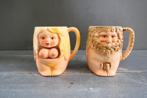 Vintage Adam & Eve Mugs Japan
