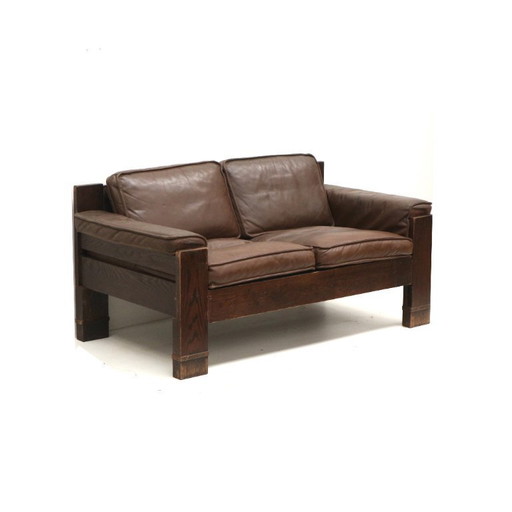 Vintage mid-century modern leather design sofa 757 by Harry de Groot for Leolux, 1970s