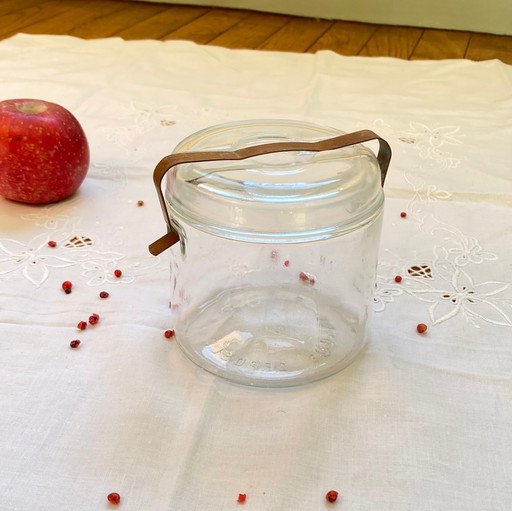 Antique Transparent Glass Jar Brand BOR Pot Conserve