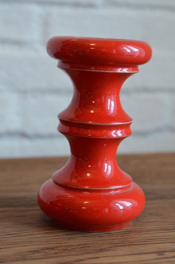 Image 1 of Candelabro de cerámica rojo de mediados de siglo